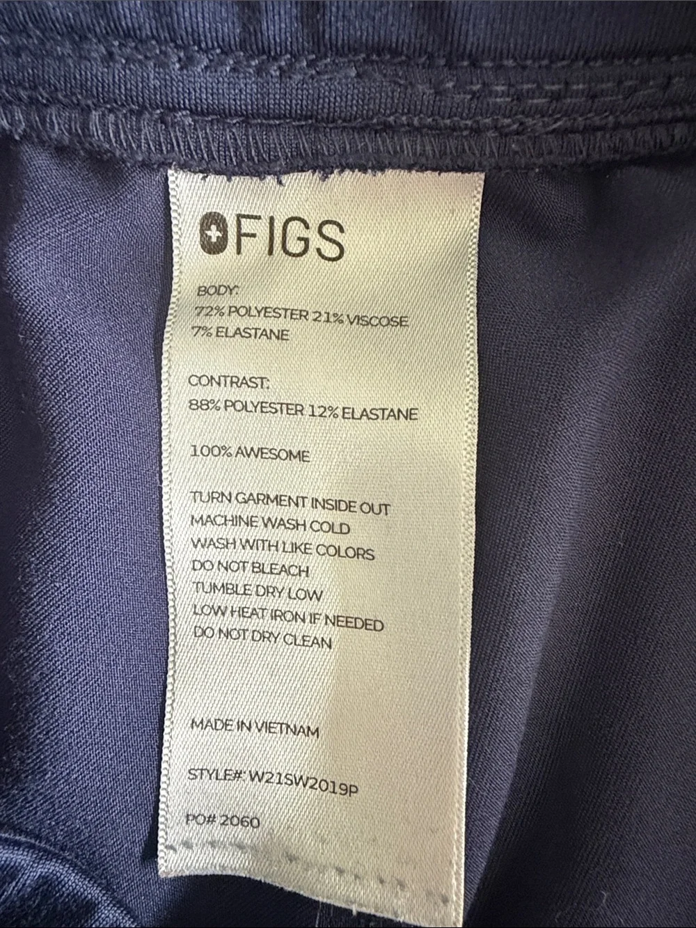 Figs Navy Drawstring Cargo Scrub pants - Picture 3 of 5